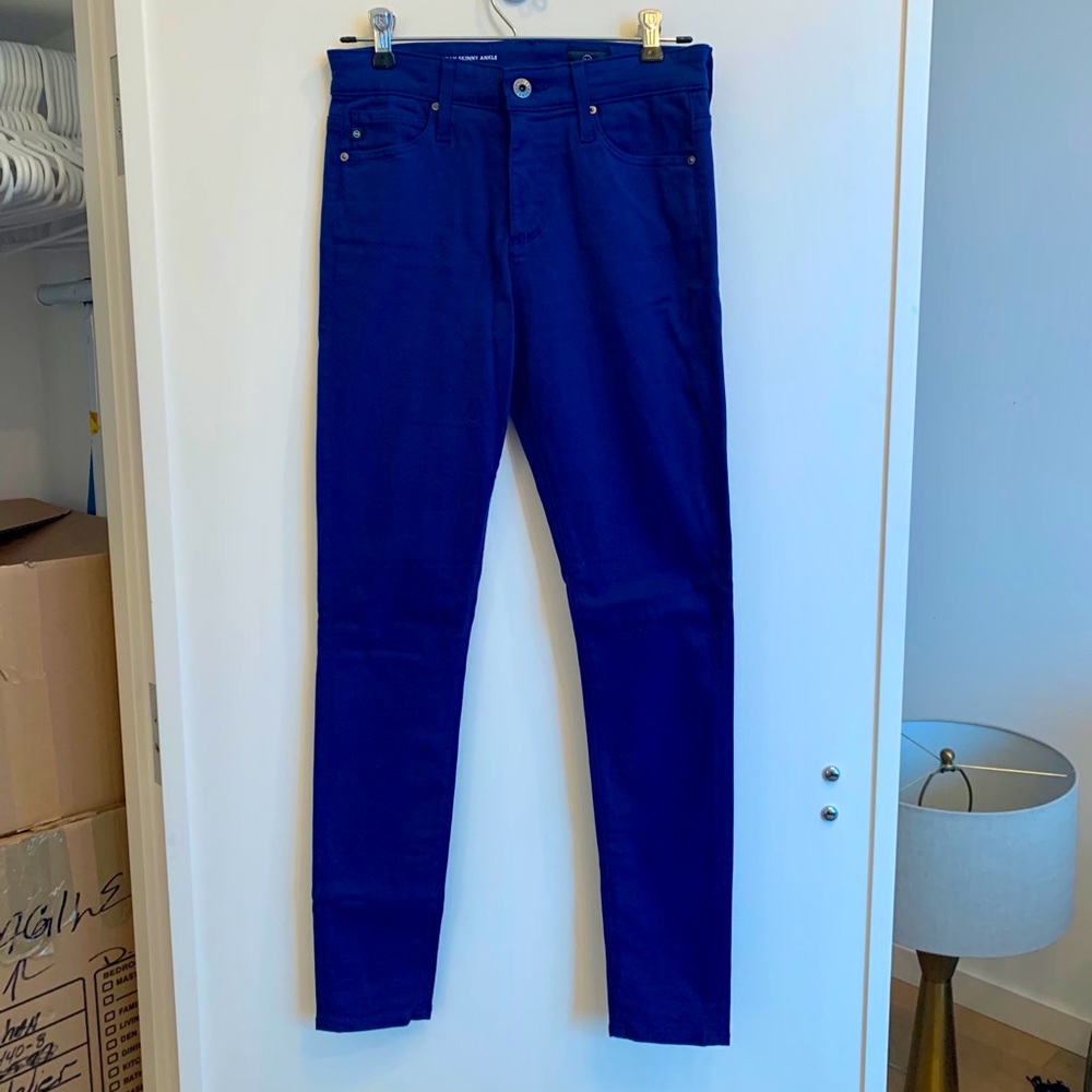 AG Farrah Skinny Ankle Jeans, Cobalt Blue